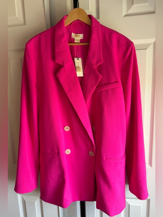 Anthropologie Jackets & Blazers - NWT Anthropologie Maeve Bright Hot Pink Double-Breasted Blazer Size: 14